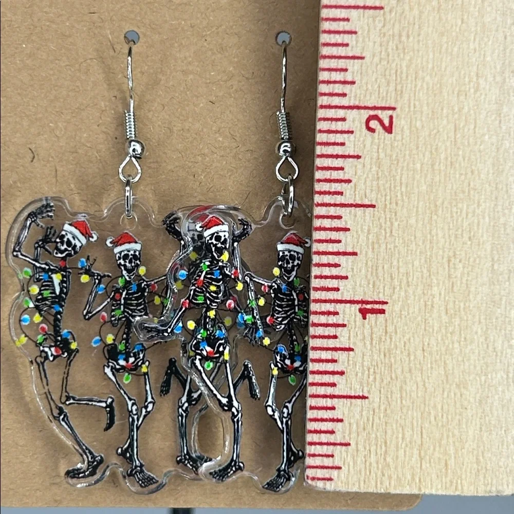 Acrylic Christmas Dancing Skeletons Design Earrings Fashion Jewelry